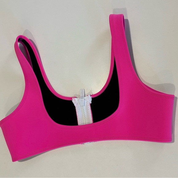 HOAKA Swimwear | Neon Pink | Neoprene Zip scuba bikini top | Large - Picture 3 of 4